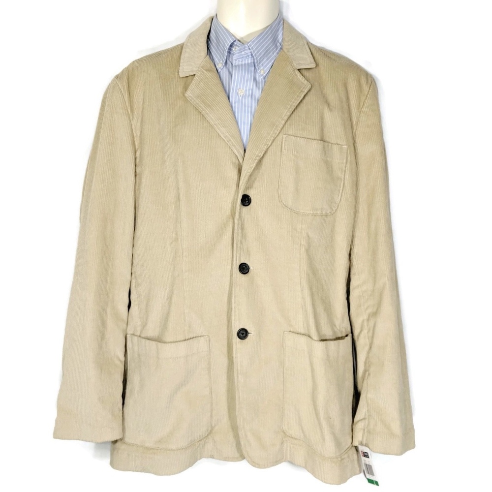 NWT $148 CHAPS Corduroy Blazer Men's L Large Tan